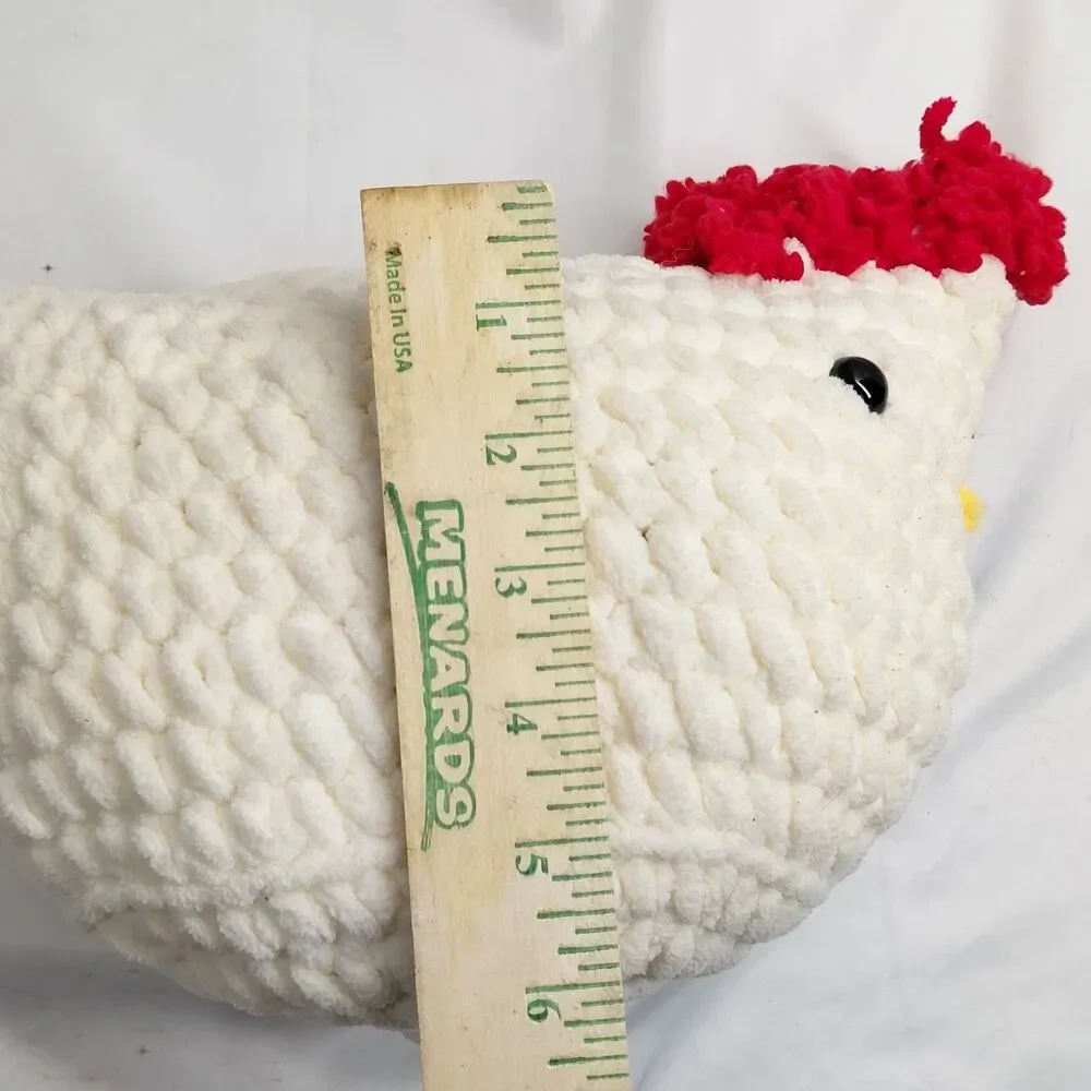 Handmade Crochet Chunky Yarn Chicken Plush Stuffed Animal Hen Farmhouse Decor